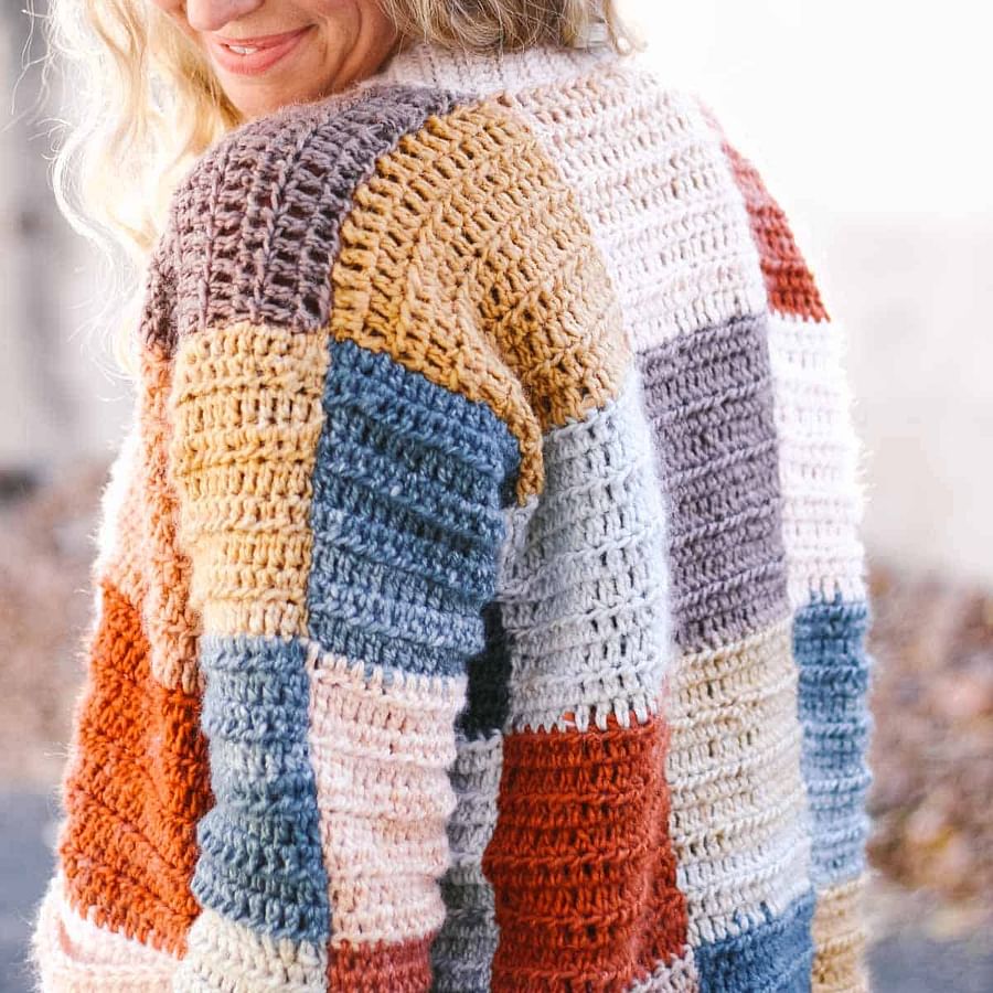 Collection of colorful beginner crochet sweaters