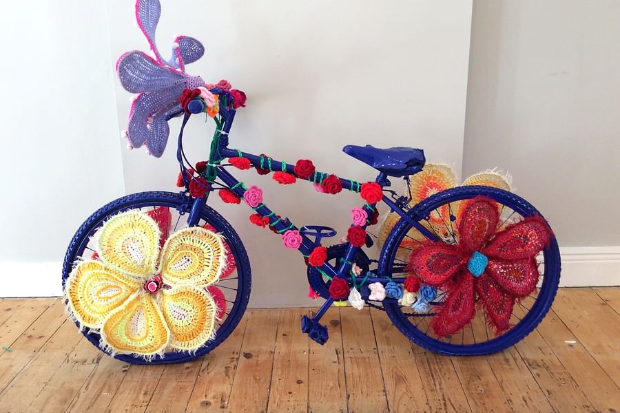 bicycle yarn art
