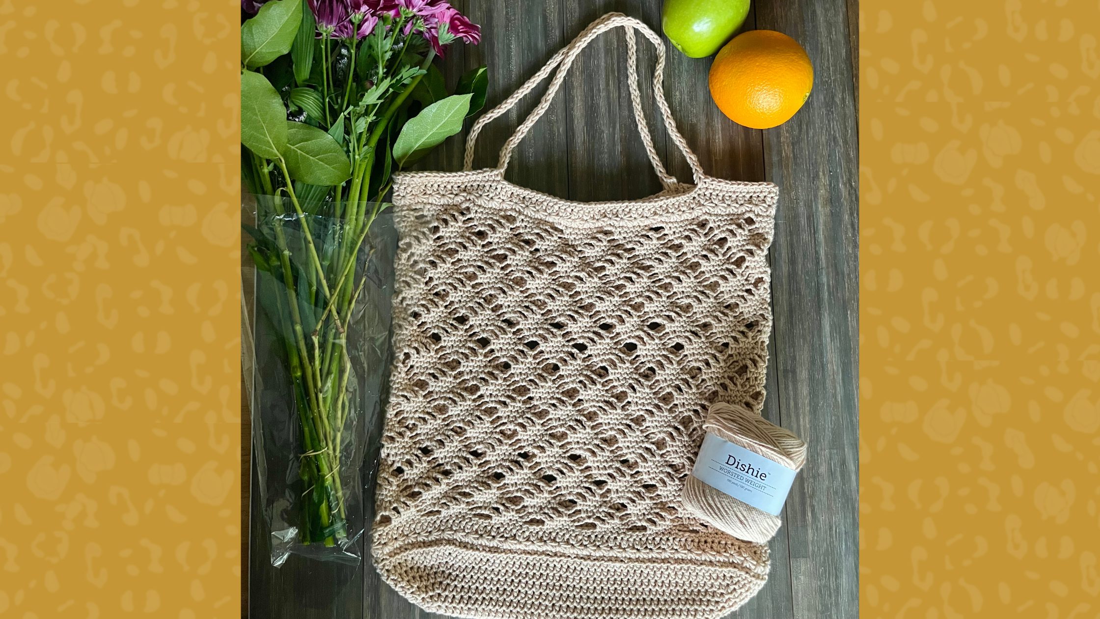 crochet market tote bag