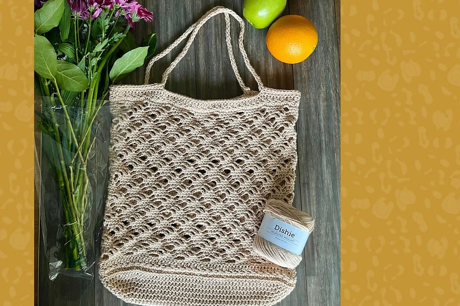 crochet market tote bag