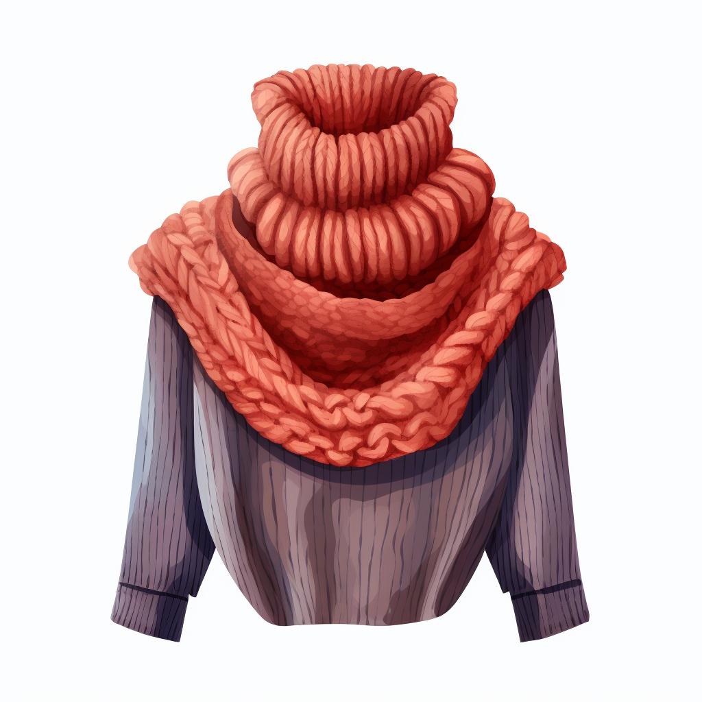 Finished Cozy Cowl Neck sweater with yarn needle weaving in loose ends