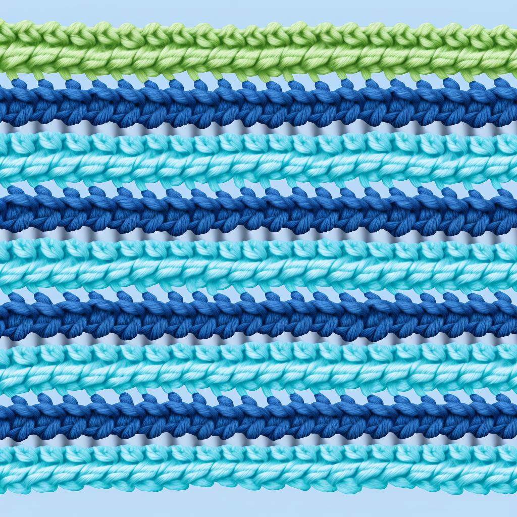 Double crochet stitches forming the first row