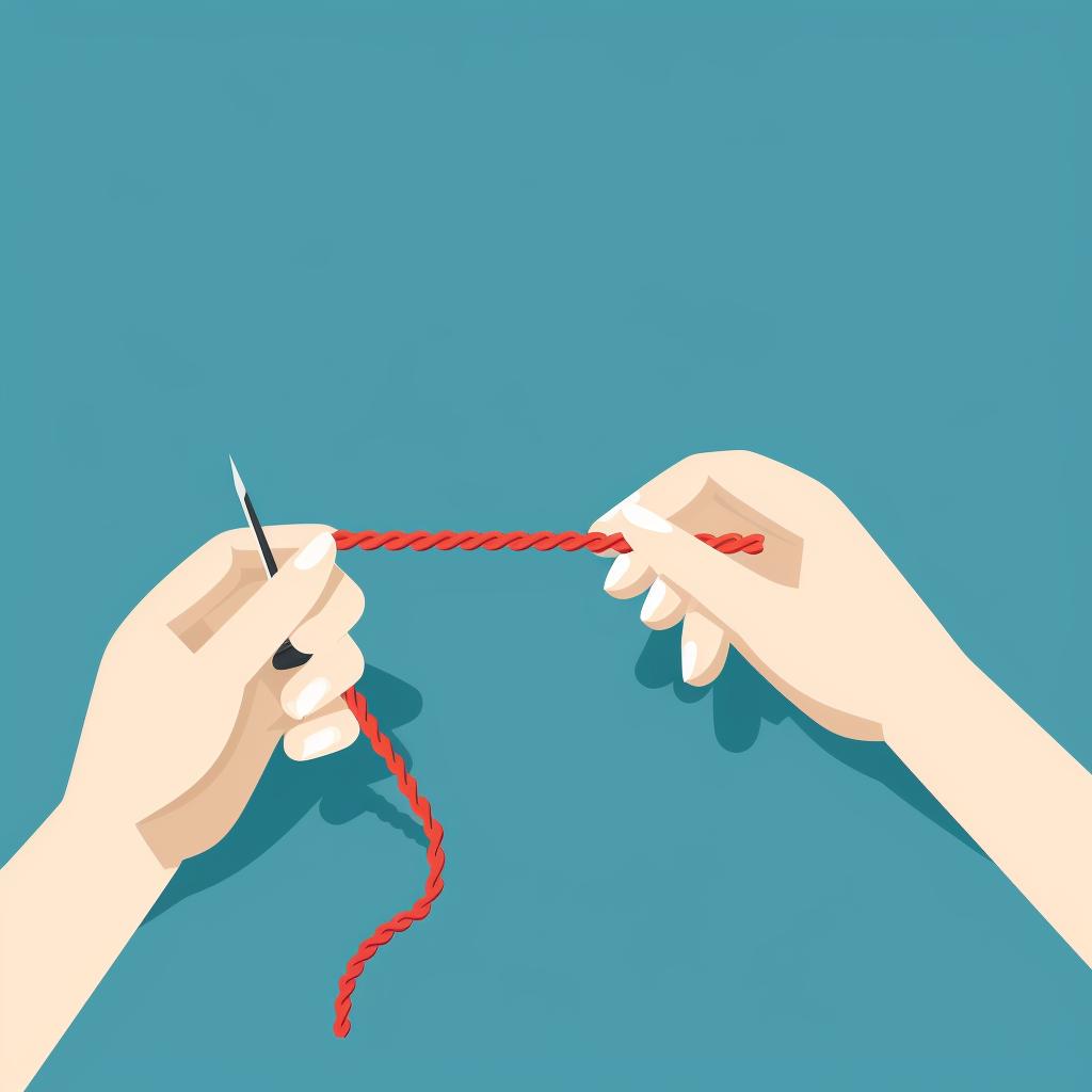Hand making a chain stitch with a crochet hook
