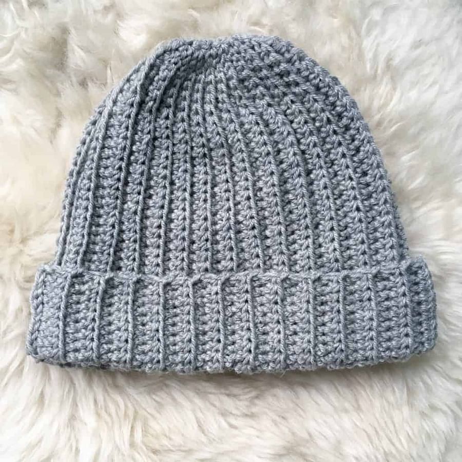 Handmade crochet winter hat created using magic ring technique