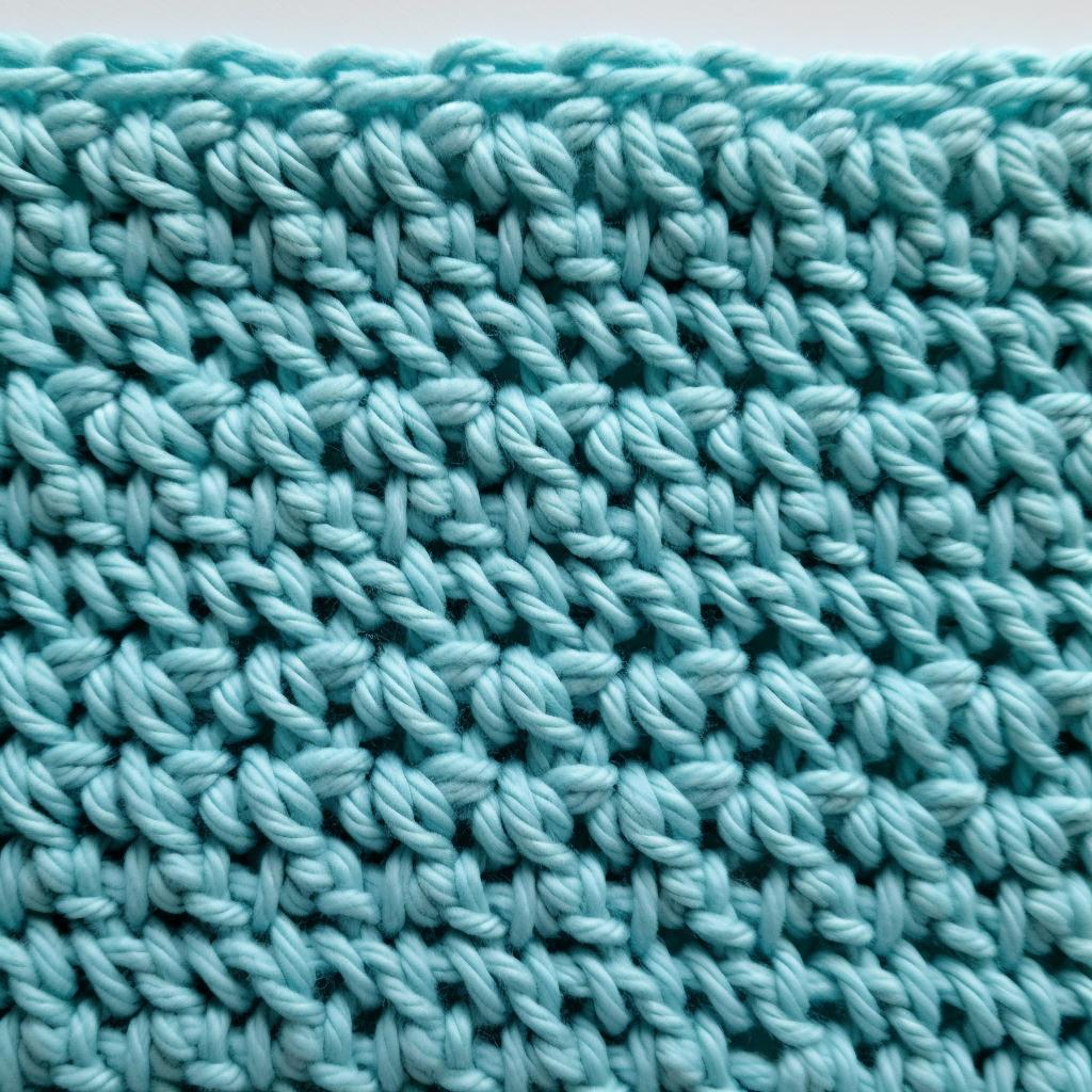 First row of double crochet stitches