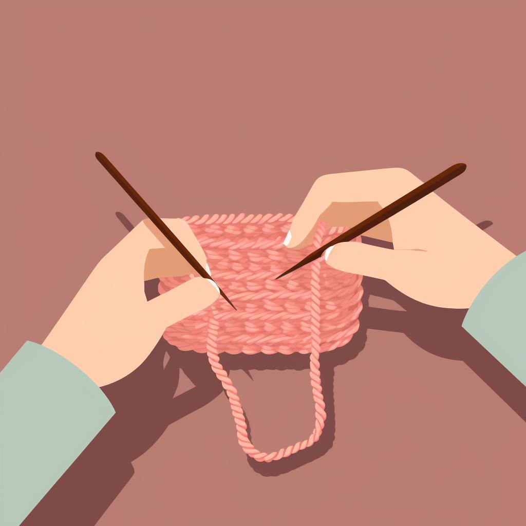 Hands crocheting a foundation chain