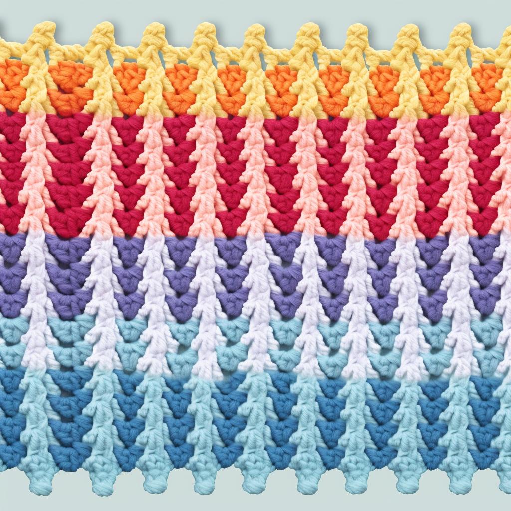 A completed first row of crochet stitches.